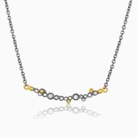 Lika Behar Dylan Diamond Bar Necklace 0.20 ctw 24K Yellow Gold and Oxidized Silver - Image 1 of 3
