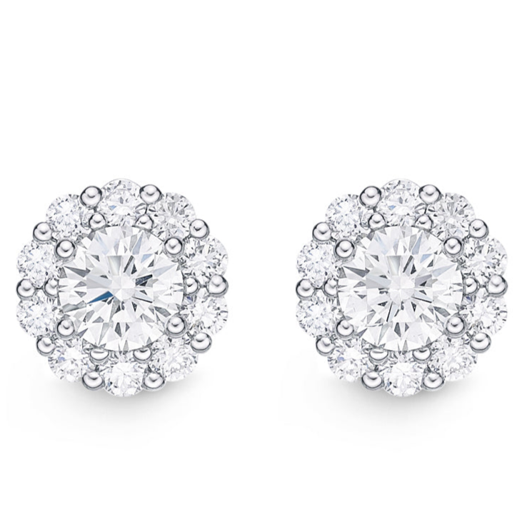 Memoire Blossom Collection Diamond Stud Earrings 22 Diamonds Equal .49 ctw 18K White Gold - Image 5 of 5