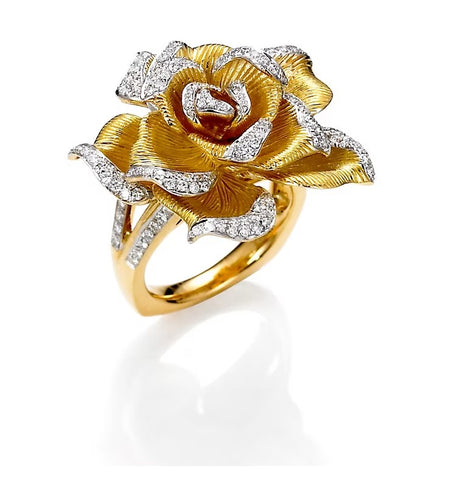 Magnificent Flower 18K Two Tone Diamond Ring