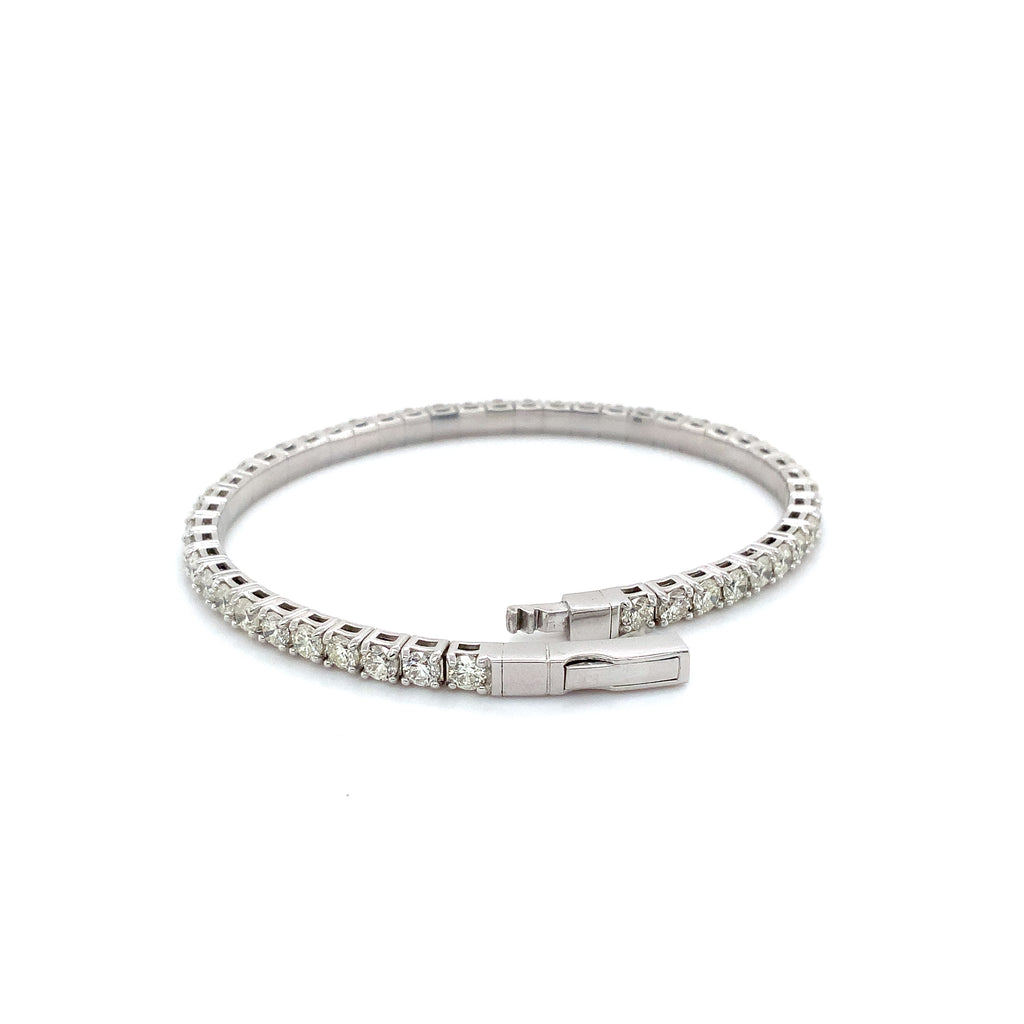 Flexi Single Row Diamond Tennis Bracelet 2.50 Carats t.w. Set in 14 Karat White Gold - Image 3 of 5