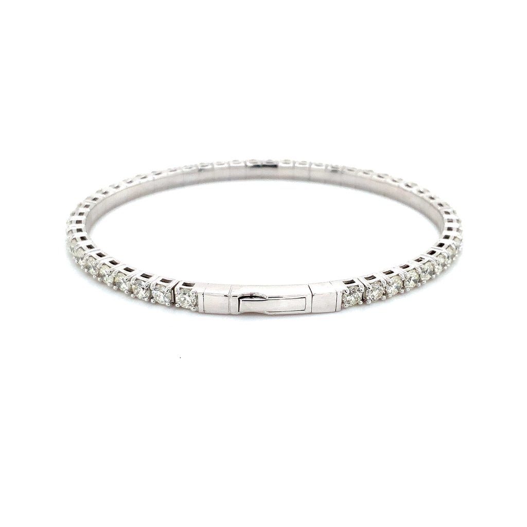 Flexi Single Row Diamond Tennis Bracelet 2.50 Carats t.w. Set in 14 Karat White Gold - Image 2 of 5
