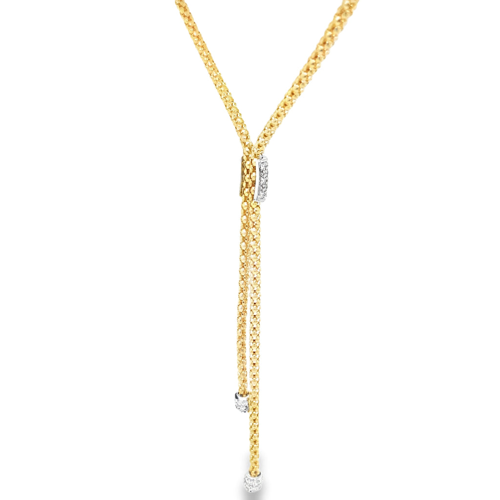 Afarin Collection Pave Diamond and Gold Lariat Necklace set in 18K Yellow and White Gold - Image 2 of 9