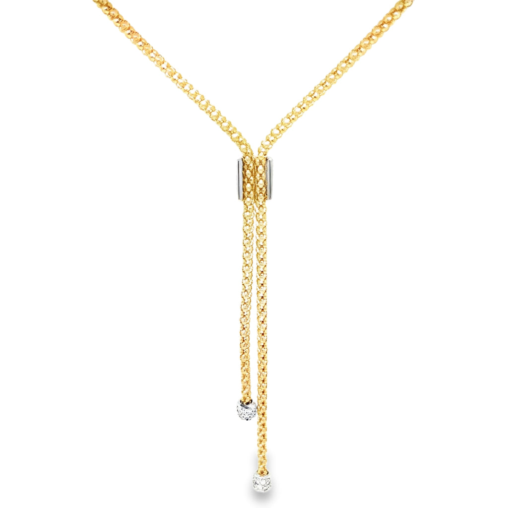 Afarin Collection Pave Diamond and Gold Lariat Necklace set in 18K Yellow and White Gold - Image 3 of 9