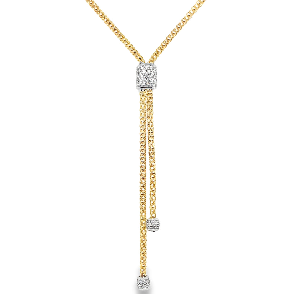 Afarin Collection Pave Diamond and Gold Lariat Necklace set in 18K Yellow and White Gold - Image 5 of 9