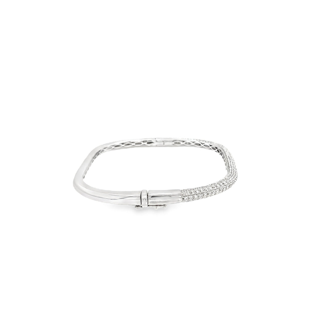 Afarin Collection Paved Squarish Modern Chic Bangle fashioned in 18K White Gold - Image 4 of 8