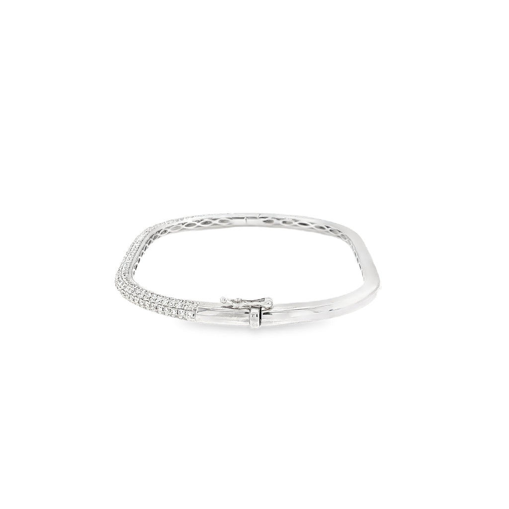 Afarin Collection Paved Squarish Modern Chic Bangle fashioned in 18K White Gold - Image 3 of 8