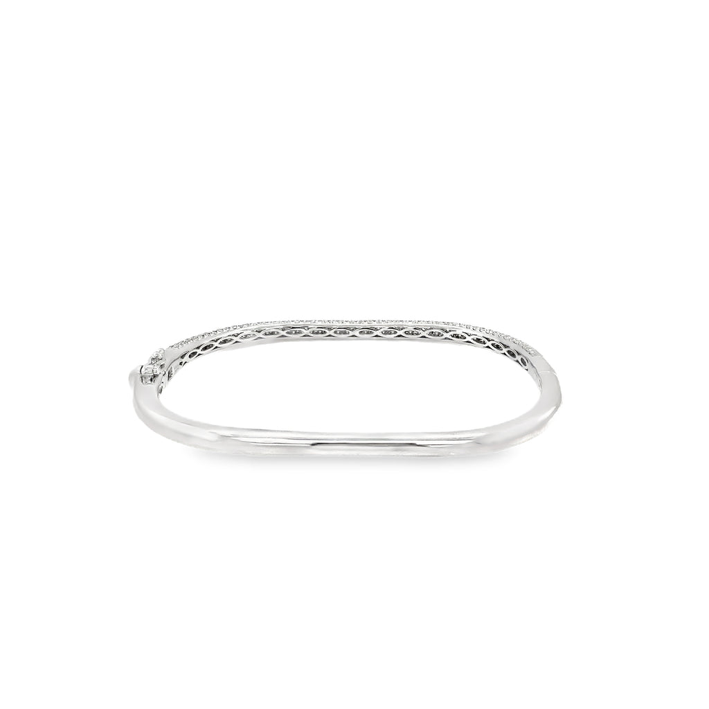 Afarin Collection Paved Squarish Modern Chic Bangle fashioned in 18K White Gold - Image 5 of 8