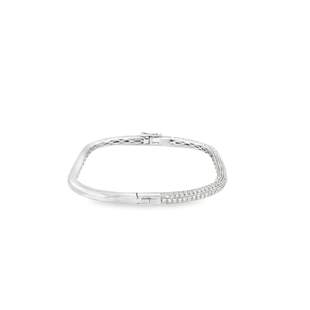 Afarin Collection Paved Squarish Modern Chic Bangle fashioned in 18K White Gold - Image 7 of 8