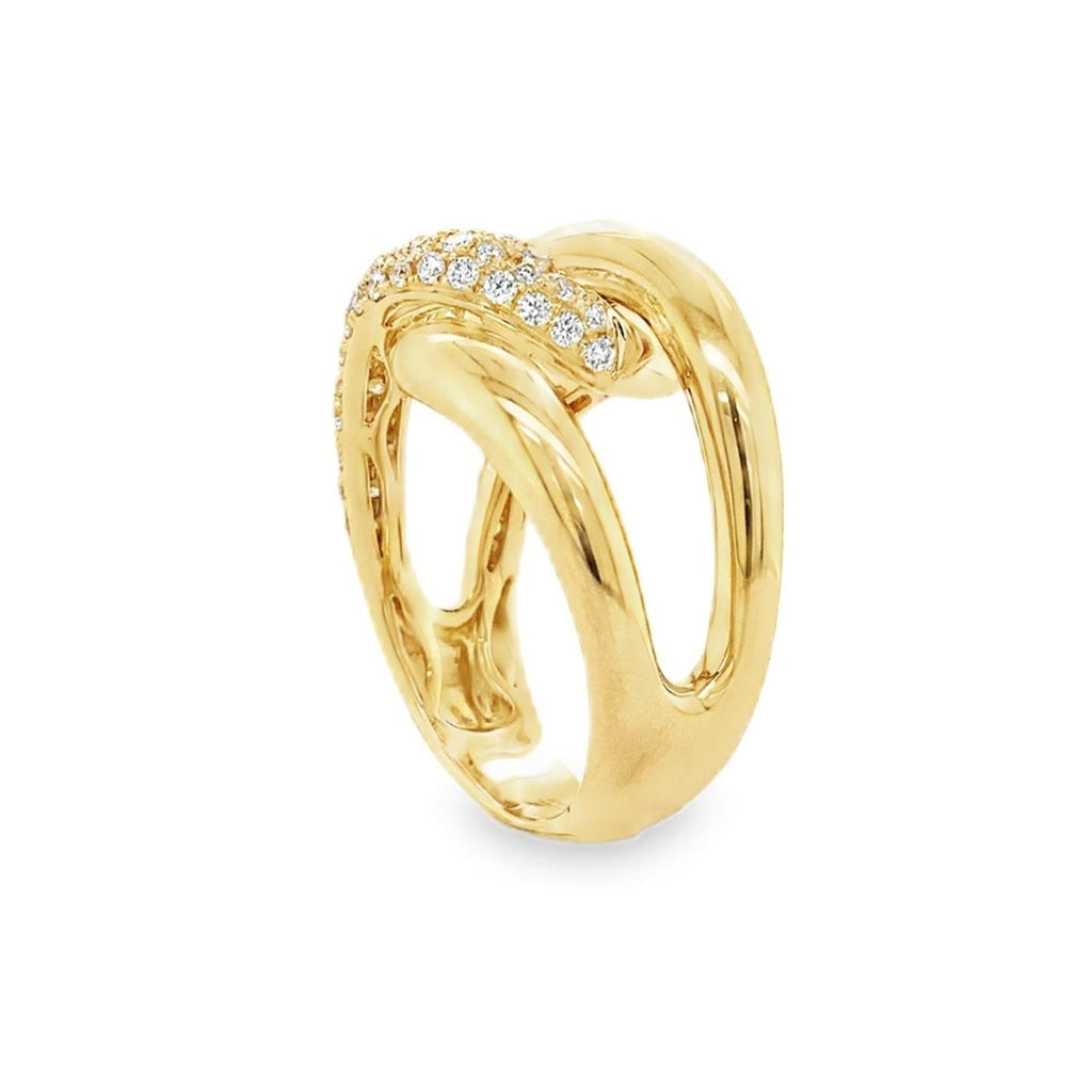 Afarin Collection Pavé Diamond Love Knot Right Hand Ring Set in 18K Yellow Gold - Image 2 of 8