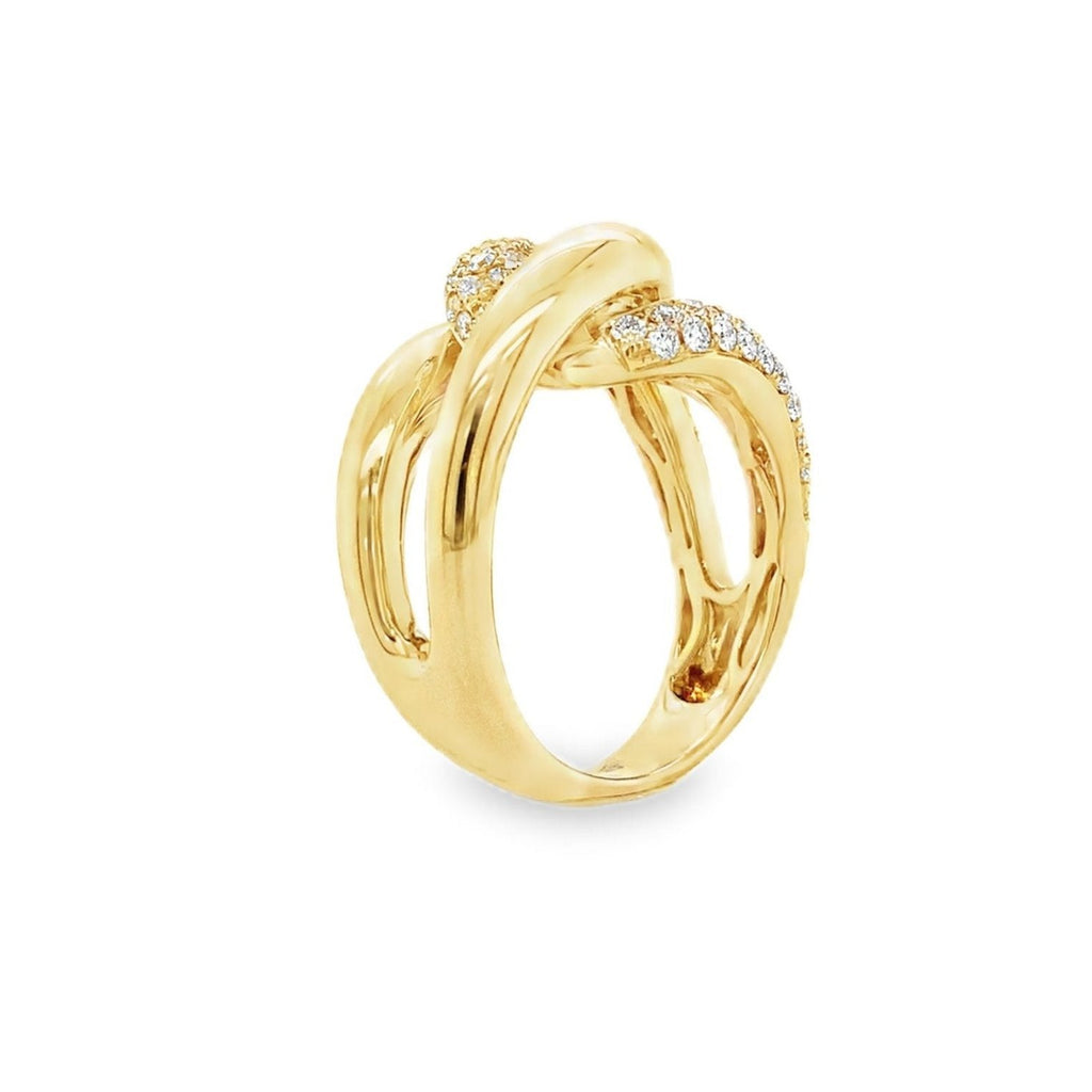 Afarin Collection Pavé Diamond Love Knot Right Hand Ring Set in 18K Yellow Gold - Image 4 of 8