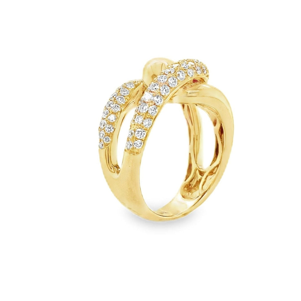 Afarin Collection Pavé Diamond Love Knot Right Hand Ring Set in 18K Yellow Gold - Image 5 of 8