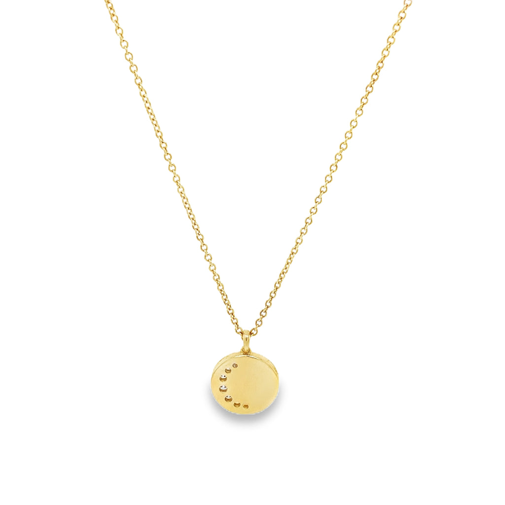 Memoire Diamond Luna Crescent Medallion Necklace in 18Kt Yellow Gold - Image 6 of 11