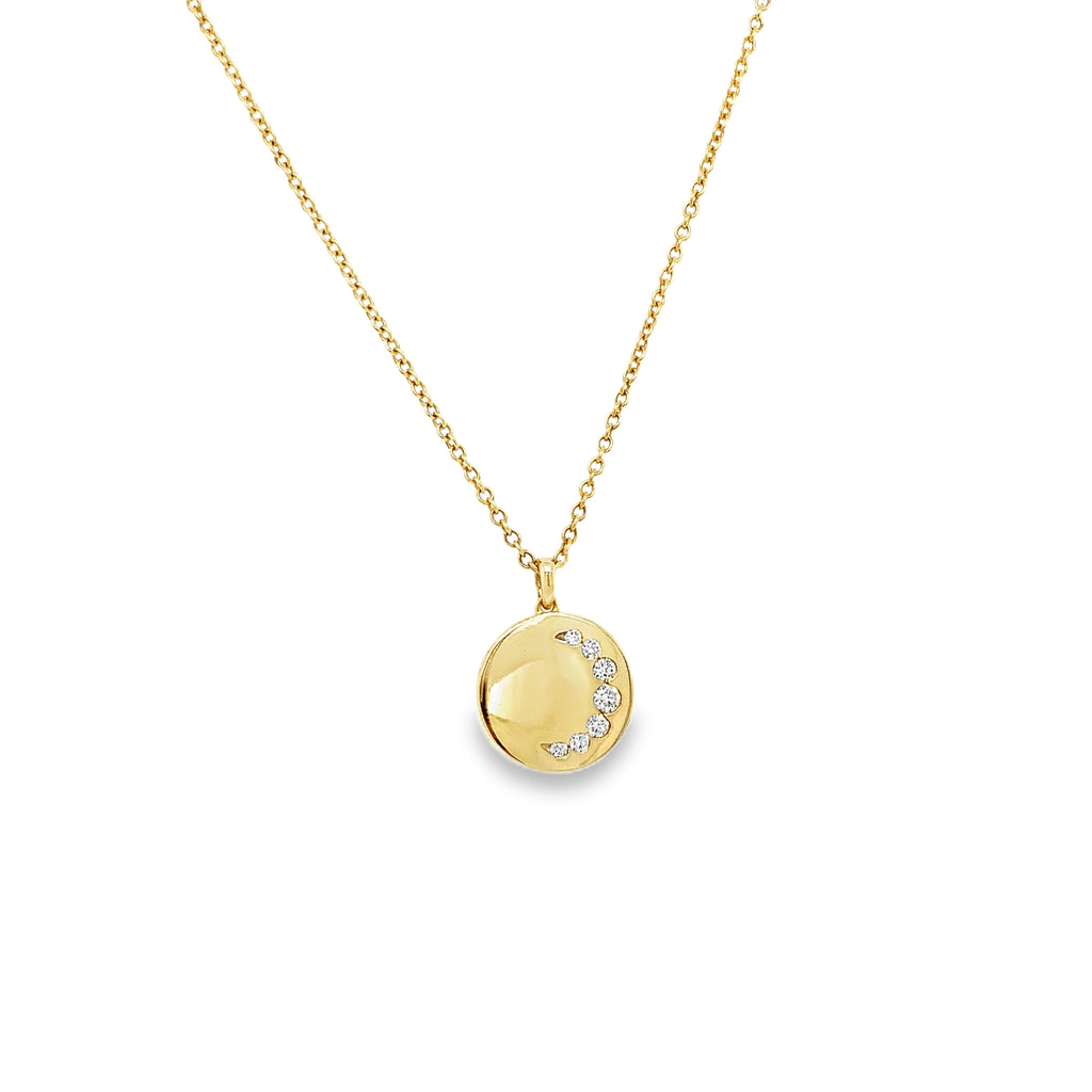 Memoire Diamond Luna Crescent Medallion Necklace in 18Kt Yellow Gold - Image 11 of 11