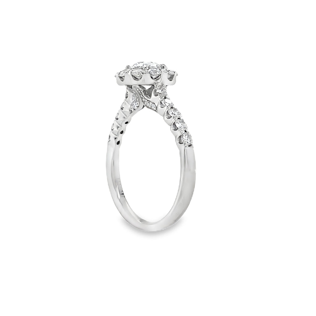 Christopher Designs Crisscut® Round Halo Diamond Engagement Ring 18K White Gold - Image 9 of 13