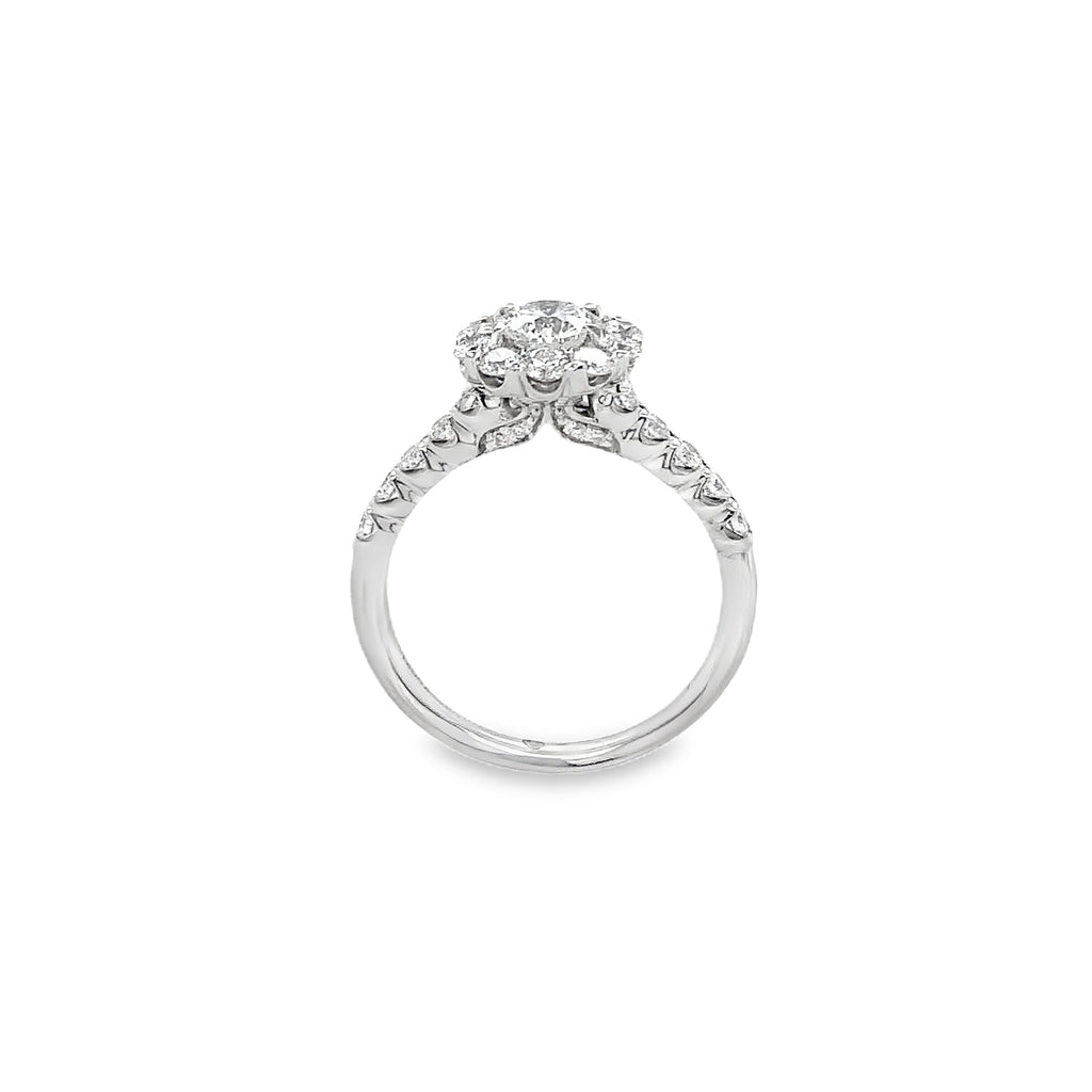 Christopher Designs Crisscut® Round Halo Diamond Engagement Ring 18K White Gold - Image 8 of 13