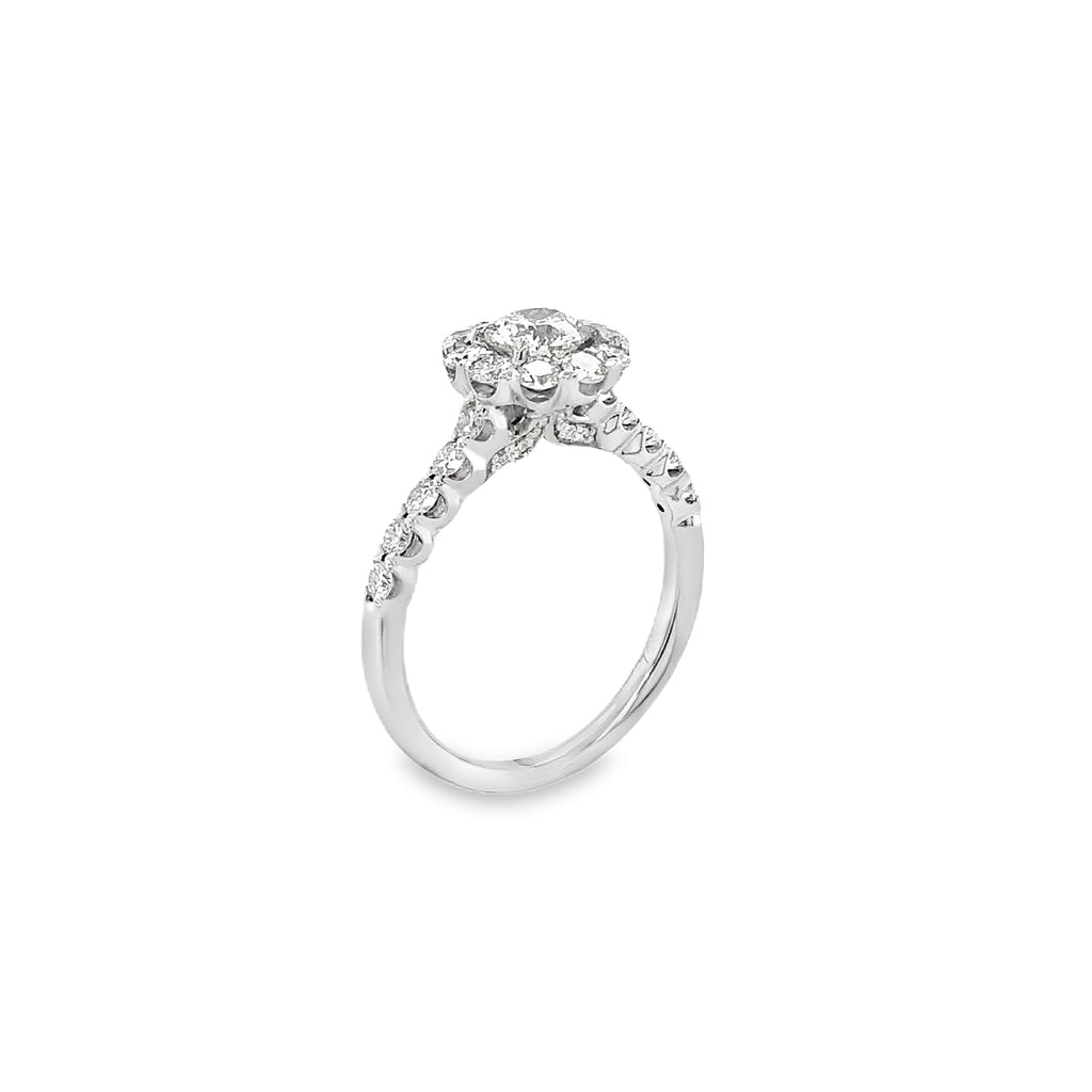 Christopher Designs Crisscut® Round Halo Diamond Engagement Ring 18K White Gold - Image 7 of 13