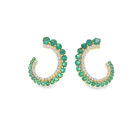 Roman+Jules Luna Wrap Emerald and Diamond Earring in 14K Yellow Gold - Image 1 of 8