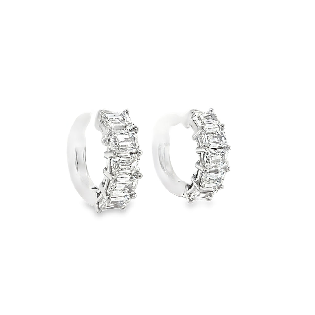 Roman + Jules Emerald Cut Diamond Hoop Earrings in 14K White Gold - Image 3 of 7