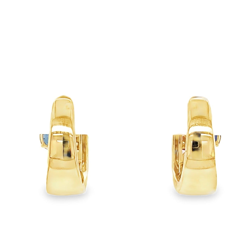 Roman + Jules Multi Color Sapphire and Diamond Huggie in 14K Yellow Gold - Image 3 of 6
