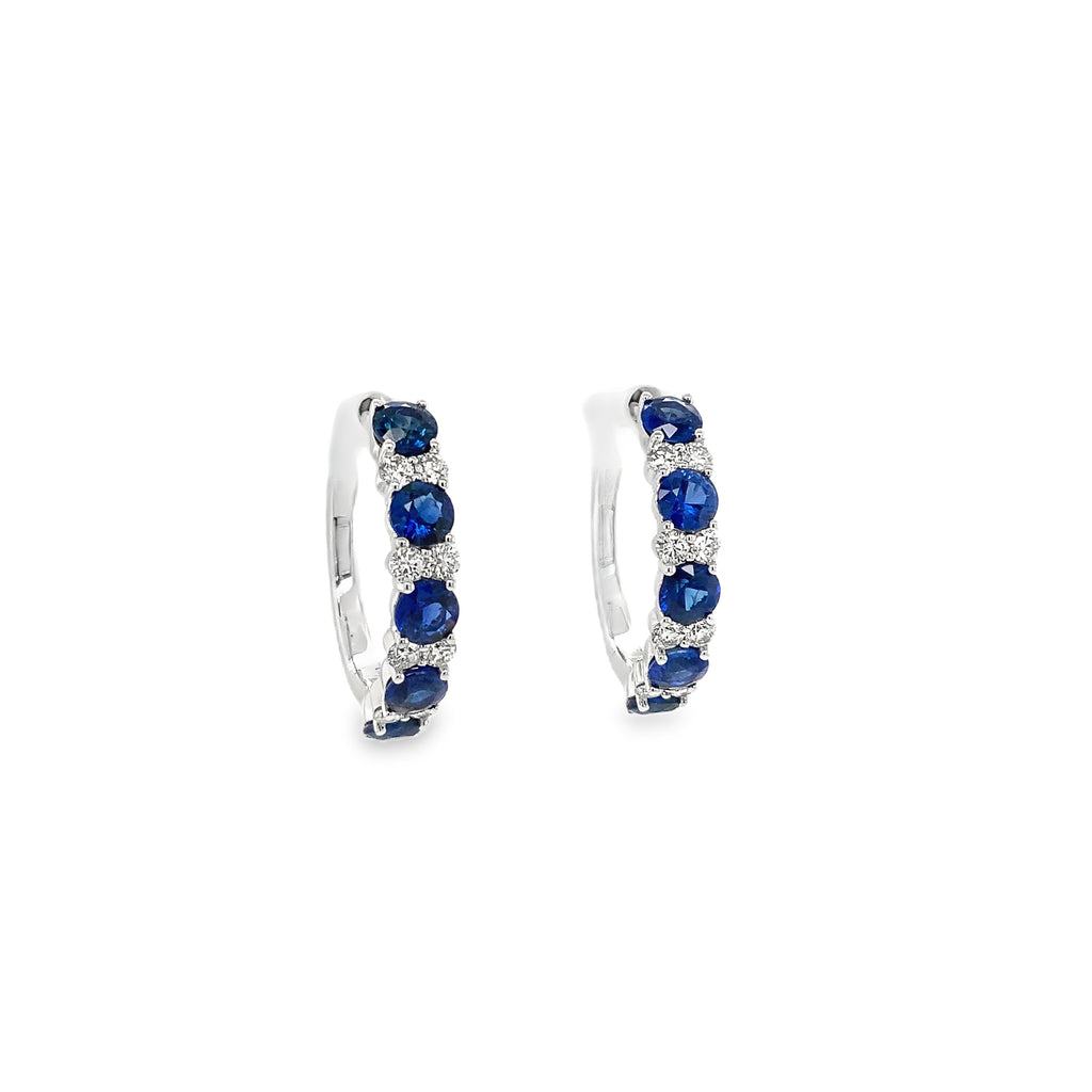 Roman+Jules Blue Sapphire Hoop Earrings in 14K White Gold - Image 2 of 5