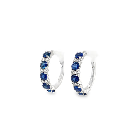 Roman+Jules Blue Sapphire Hoop Earrings in 14K White Gold - Image 1 of 5