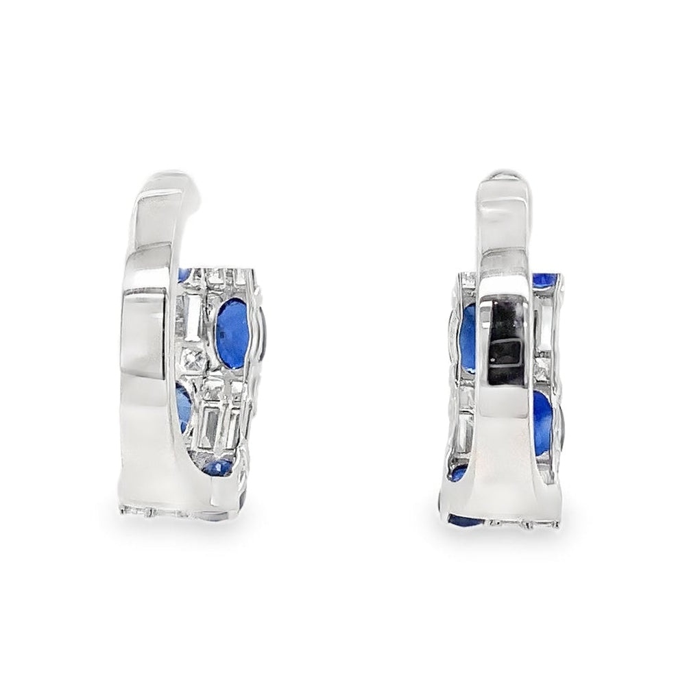 Roman & Jules Sapphire and Diamond Small Hoop set in 14K White Gold - Image 4 of 6