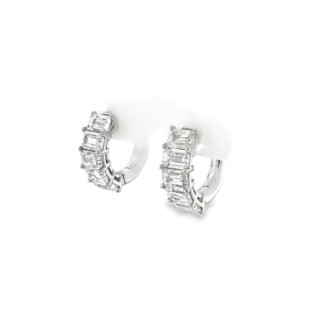 Roman + Jules Emerald Cut Diamond Hoop Earrings in 14K White Gold - Image 1 of 7