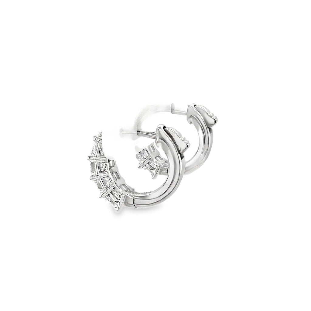 Roman + Jules Emerald Cut Diamond Hoop Earrings in 14K White Gold - Image 2 of 7