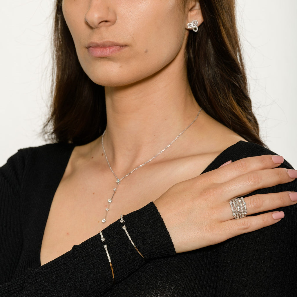 A Link Diamond Flexible Cuff Brilliant Cut Diamonds 0.48 ctw 18K White and Rose Gold - Image 3 of 6