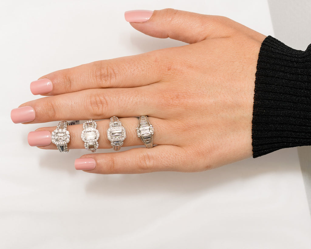 Christopher Designs 3 L'Amour Crisscut stone Halo Diamond Ring in 18K White Gold 1.16ctw Crisscut Diamonds | Blacy's Fine Jewelers