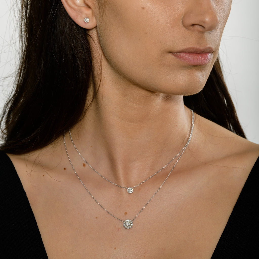 Memoire Diamond Blossom Collection Pendant 11 Round Brilliant Diamonds Equal 1.01ctw 18K White Gold | Blacy's Fine Jewelers