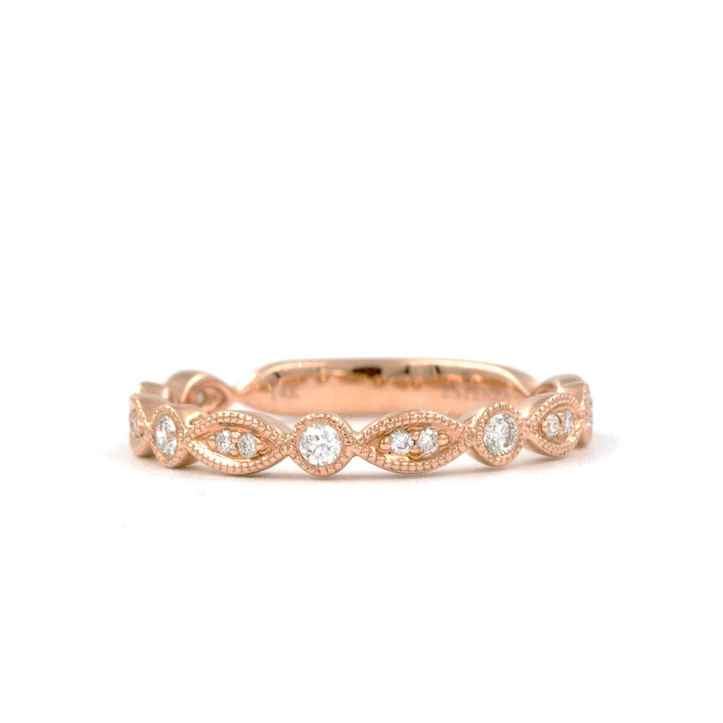 marquise and round stackable band round brilliant diamonds 0.20ctw 14k rose gold