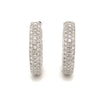 asba collection pavé 3 row round inside -outside diamond hoop earrings set in 14k white gold