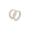asba collection pavé 3 row round inside -outside diamond hoop earrings set in 14k white gold