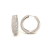asba collection pavé 3 row round inside -outside diamond hoop earrings set in 14k white gold