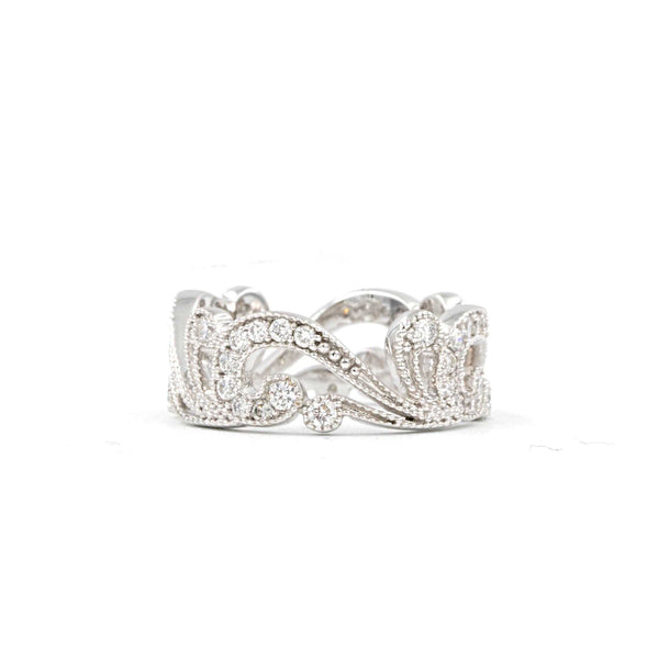 asba collection tiara eternity pavé band round brilliant cut diamonds  0.75 ctw 18k white gold