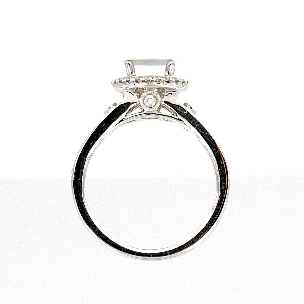 halo diamond semi mounting 70 round brilliant diamonds equals to .43 ctw 18k white gold