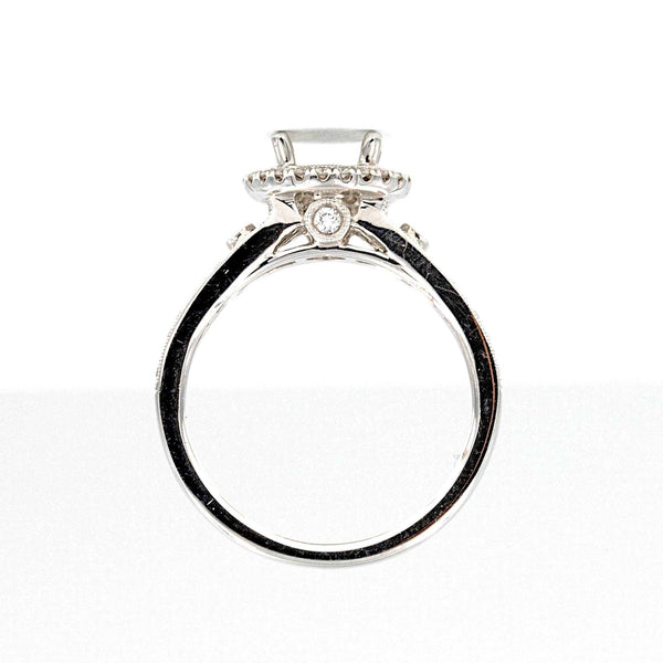 halo diamond semi mounting 70 round brilliant diamonds equals to .43 ctw 18k white gold