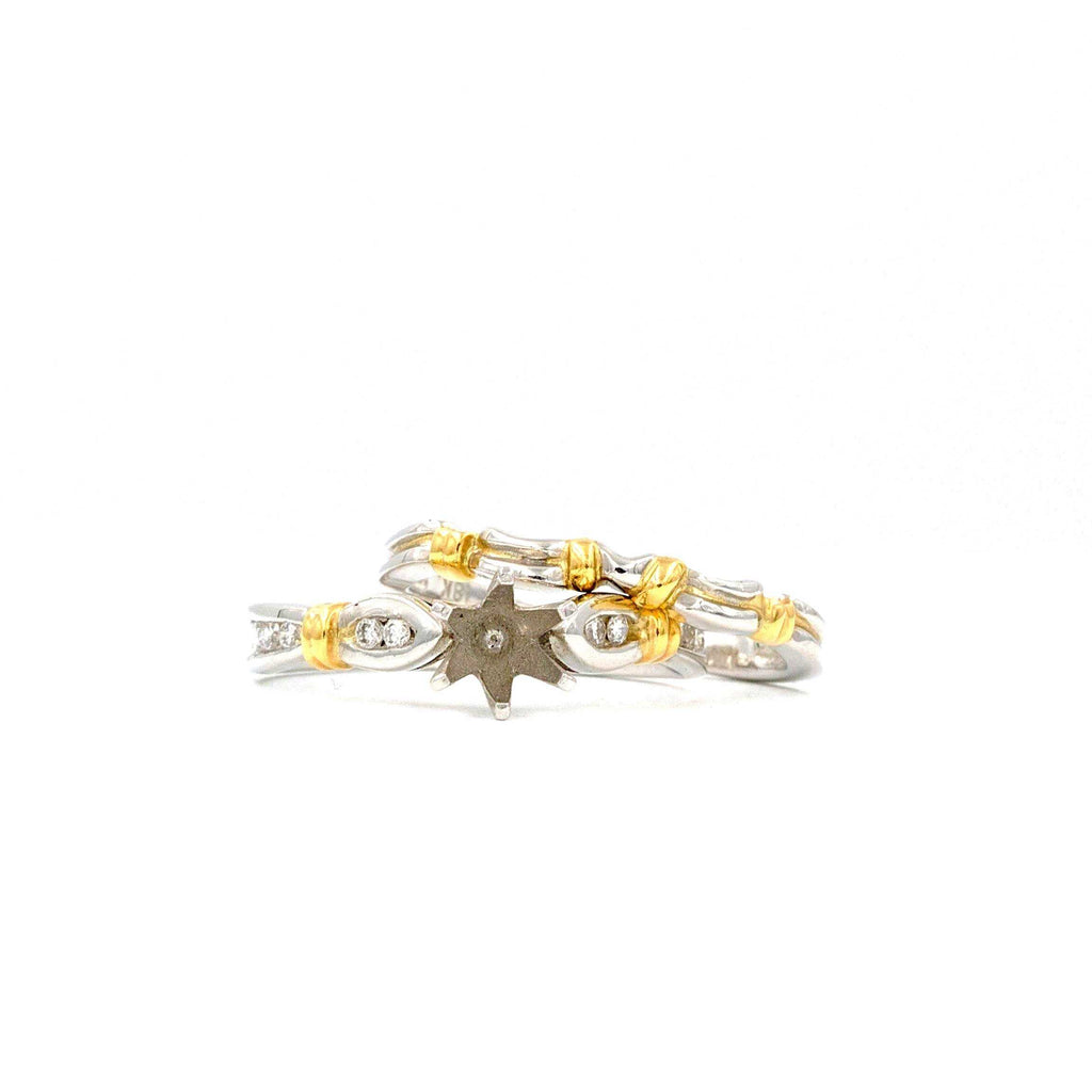 Semi Mounting and Band 10 Diamonds equals .19 ctw Platinum and 18K Yellow Gold | Blacy's Fine Jewelers