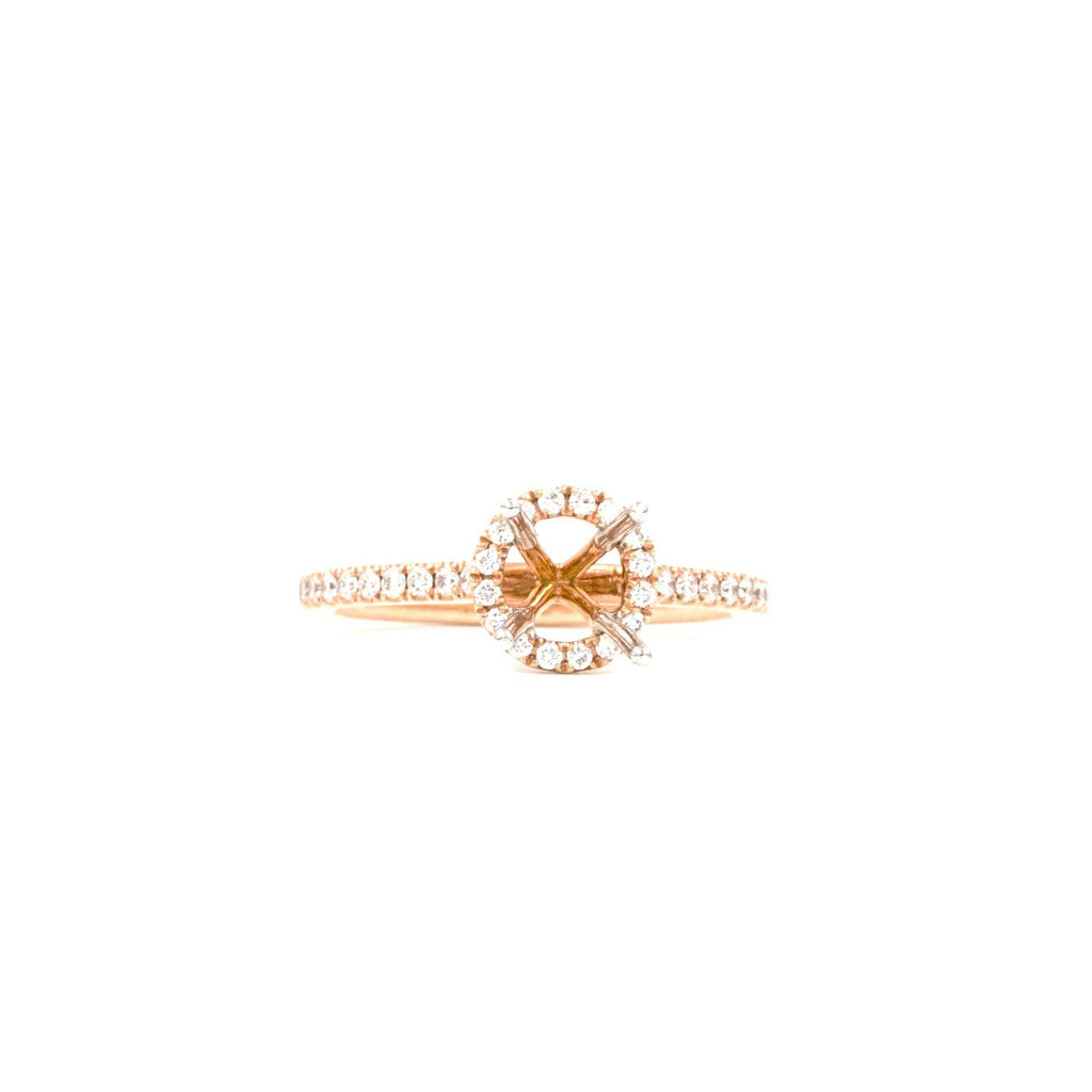 rose gold semi mounting round brilliant diamonds equals 0.29ctw 14k rose gold