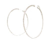 roman + jules  two inch diameter round diamond hoops set in 14k white gold post with locking back