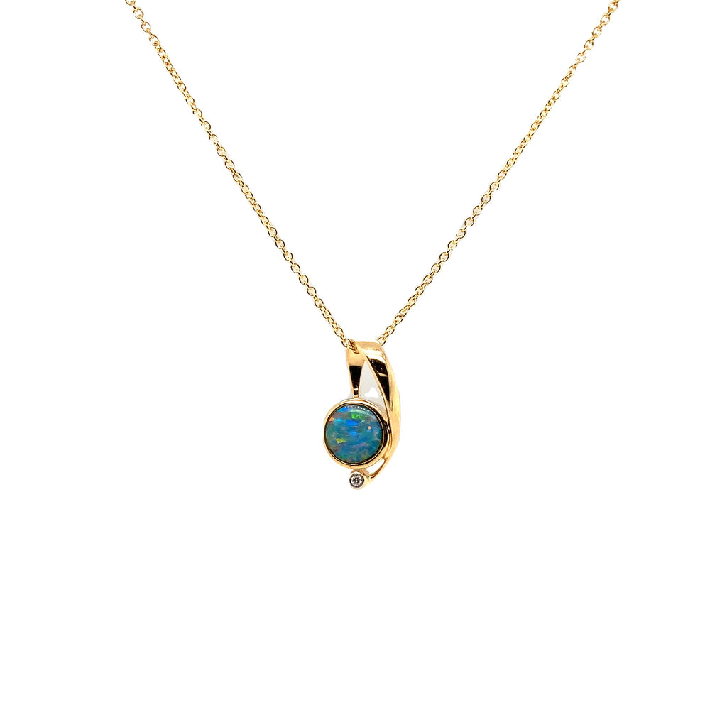 Black Boulder Opal and Diamond Pendant set in 14K Yellow Gold - Image 2 of 2