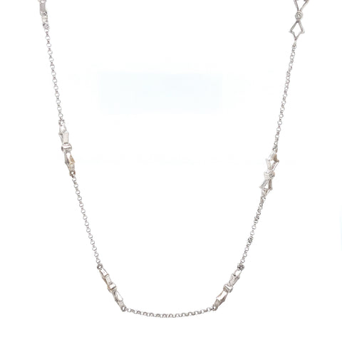 Diamond By The Yard Necklace Set in 14K W/G