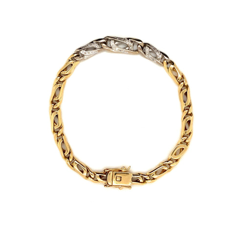 Vintage Link 14 Karat two Tone Bracelet with Diamond accents.