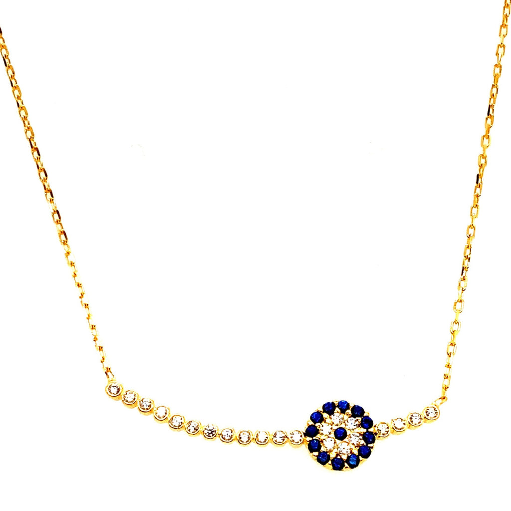 Sterling Silver and CZ Sideway EvilEye Pendant Vermeil