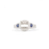 round brilliant cut diamond & blue sapphire semi mounting 14k white gold