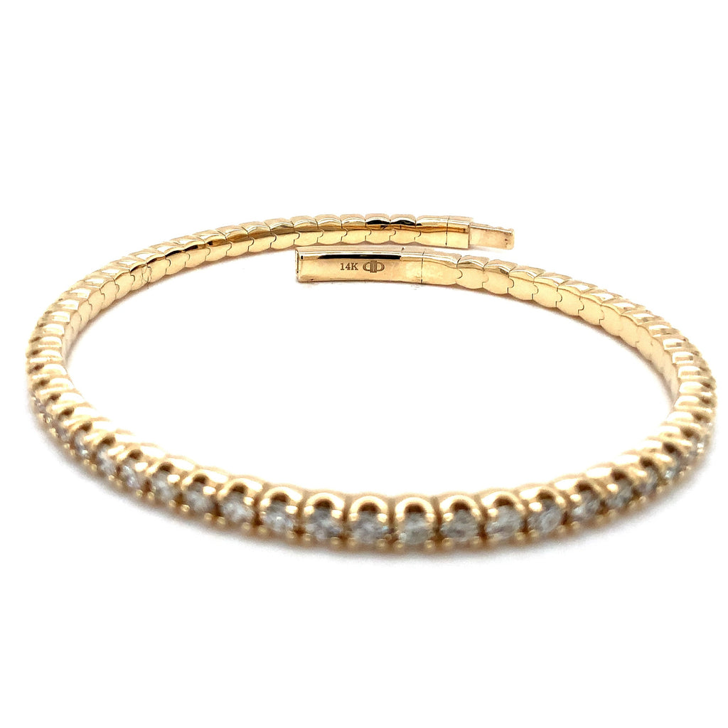 Flexi Single Row Diamond Tennis Bracelet 2.75 Carats t.w. Set in 14 Karat Yellow Gold. - Image 2 of 4