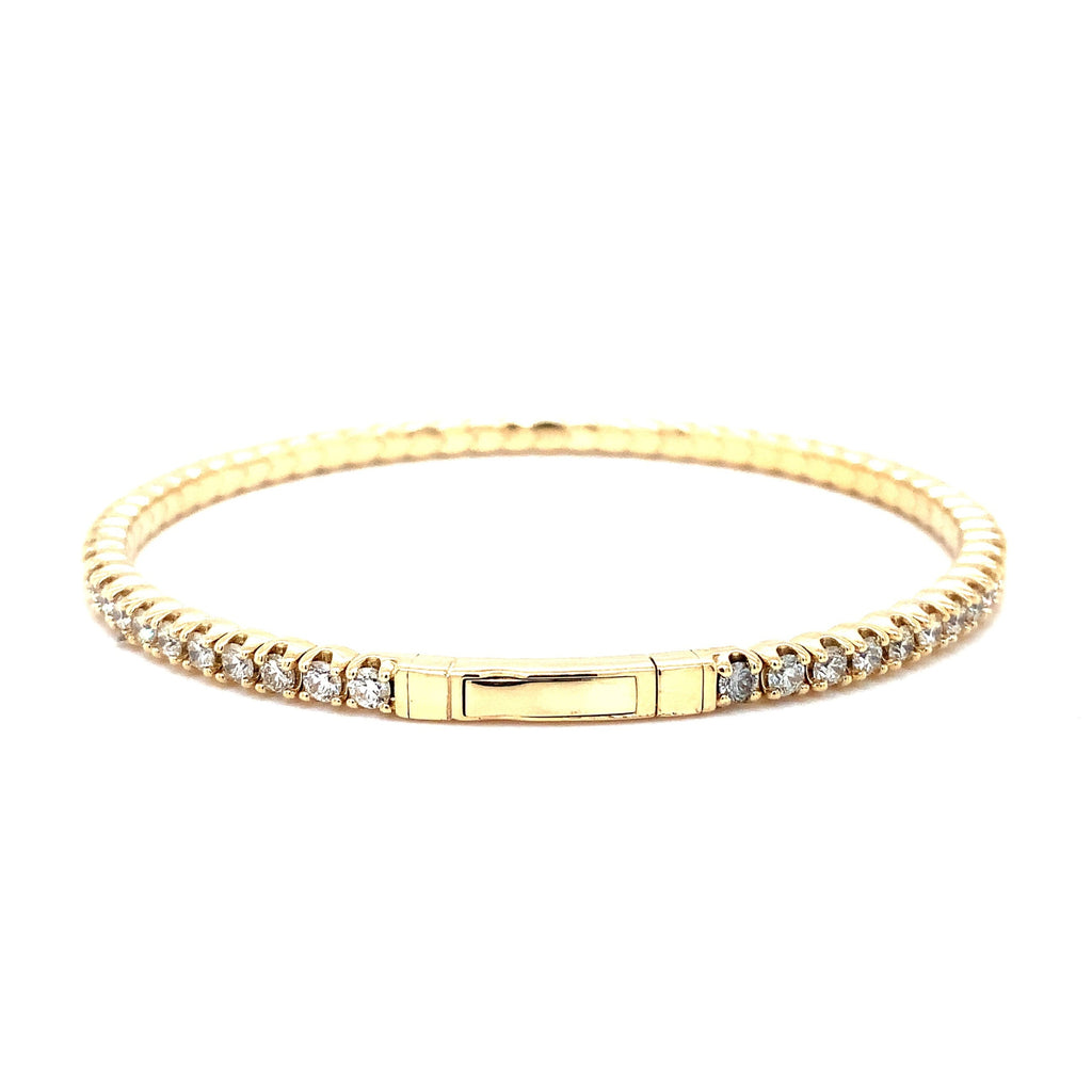 Flexi Single Row Diamond Tennis Bracelet 2.75 Carats t.w. Set in 14 Karat Yellow Gold. - Image 3 of 4
