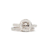 diamond halo semi mounting wedding set with matching band 56 round brilliant diamonds equals .48 ctw 18k white gold