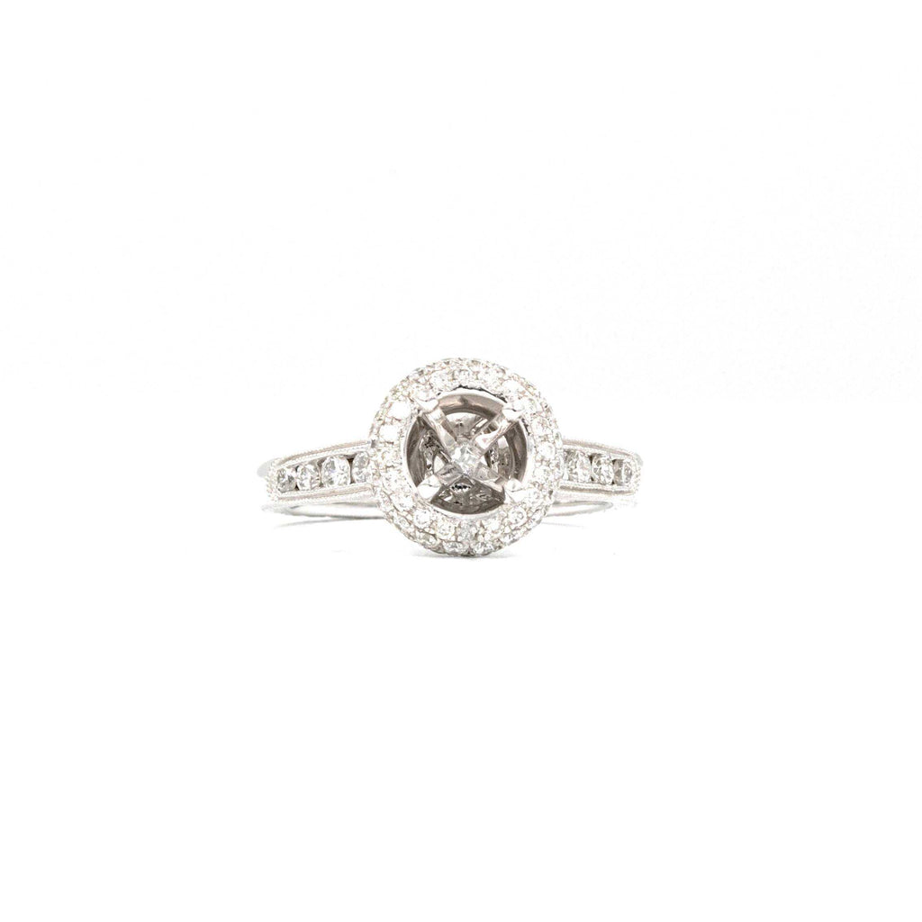 costar antique filigree halo semi mounting diamonds 0.75ctw 14k white gold